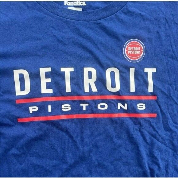 Fanatics Size 5XL Men's Blue Detroit Pistons Logo T-Shirt 100% Cotton Crew Neck. - Picture 5 of 9